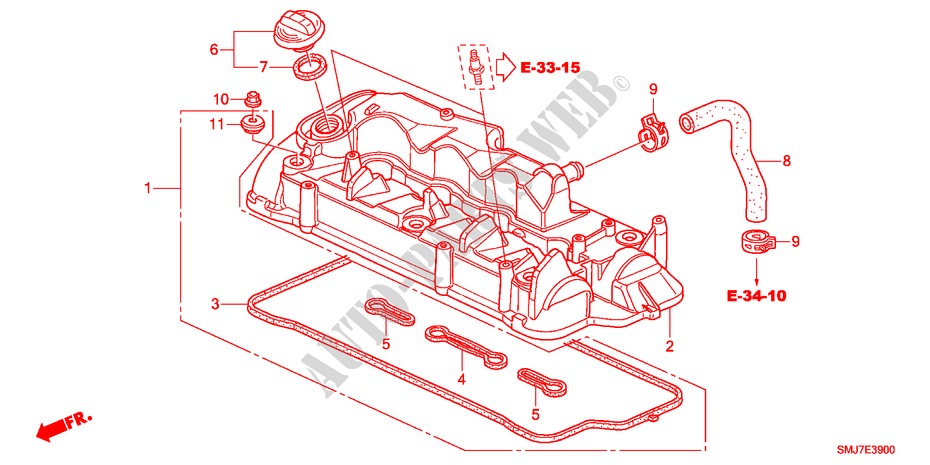 COUVERCLE DE CULASSE(DIESEL) pour Honda CIVIC 2.2SPORT 5 Portes 6 vitesses manuelles 2011