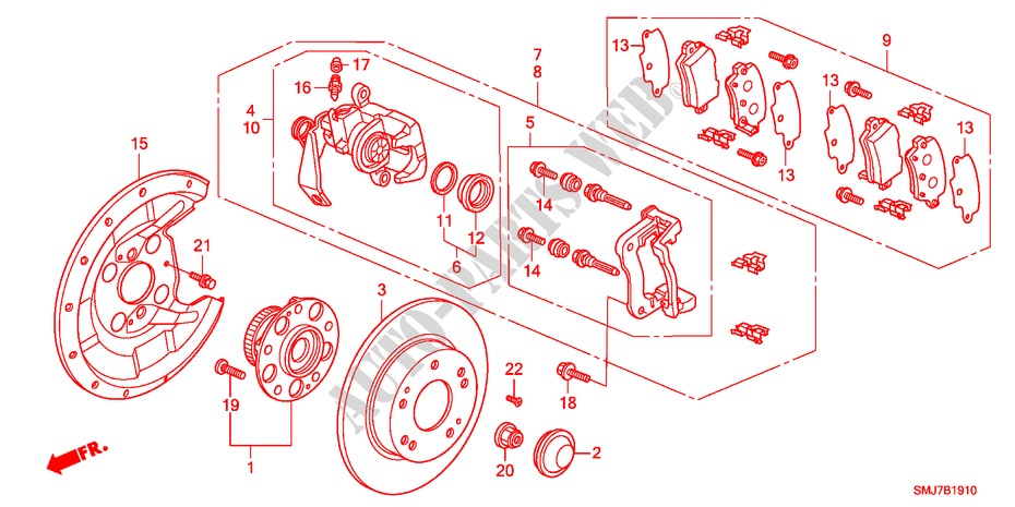 FREIN ARRIERE pour Honda CIVIC 1.4SPORT 5 Portes Transmission Intelligente manuelle 2011