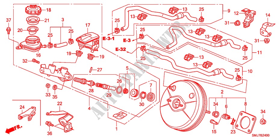 MAITRE CYLINDRE DE FREIN/ALIMENTATION PRINCIPALE(LH) pour Honda CIVIC 1.8GT 5 Portes 5 vitesses automatique 2011