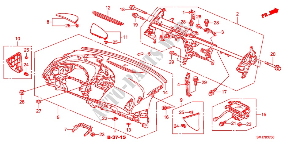 PANNEAU D'INSTRUMENT(LH) pour Honda CIVIC 1.4SPORT 5 Portes Transmission Intelligente manuelle 2011