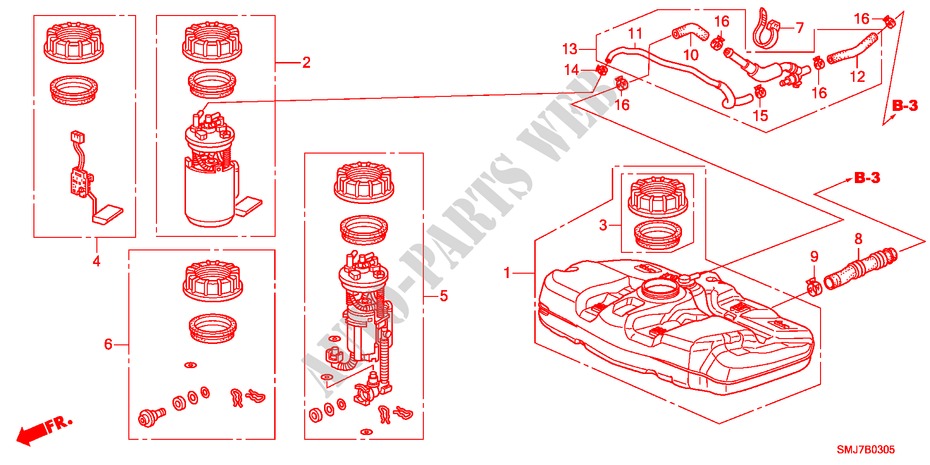 RESERVOIR A CARBURANT(1.4L)(1.8L) pour Honda CIVIC 1.4SPORT 5 Portes Transmission Intelligente manuelle 2011