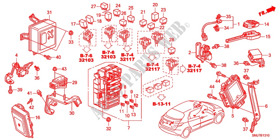 UNITE DE COMMANDE(CABINE)(LH)(1) pour Honda CIVIC 1.4SPORT 5 Portes Transmission Intelligente manuelle 2011