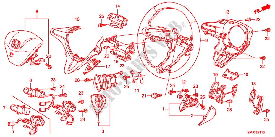VOLANT DE DIRECTION pour Honda CIVIC 1.4SPORT 5 Portes Transmission Intelligente manuelle 2011