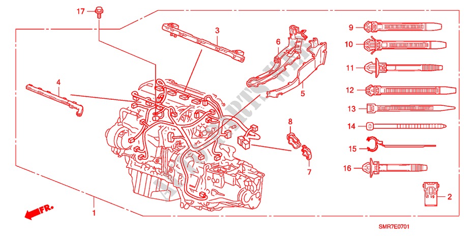 FAISCEAU DES FILS (2.0L) pour Honda CIVIC 2.0 TYPE R 3 Portes 6 vitesses manuelles 2007