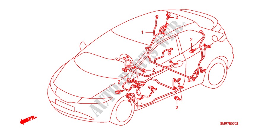FAISCEAU DES FILS(LH)(2) pour Honda CIVIC 1.8 TYPE S 3 Portes 6 vitesses manuelles 2007