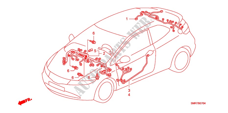 FAISCEAU DES FILS(LH)(3) pour Honda CIVIC 1.4 TYPE S 3 Portes 6 vitesses manuelles 2009