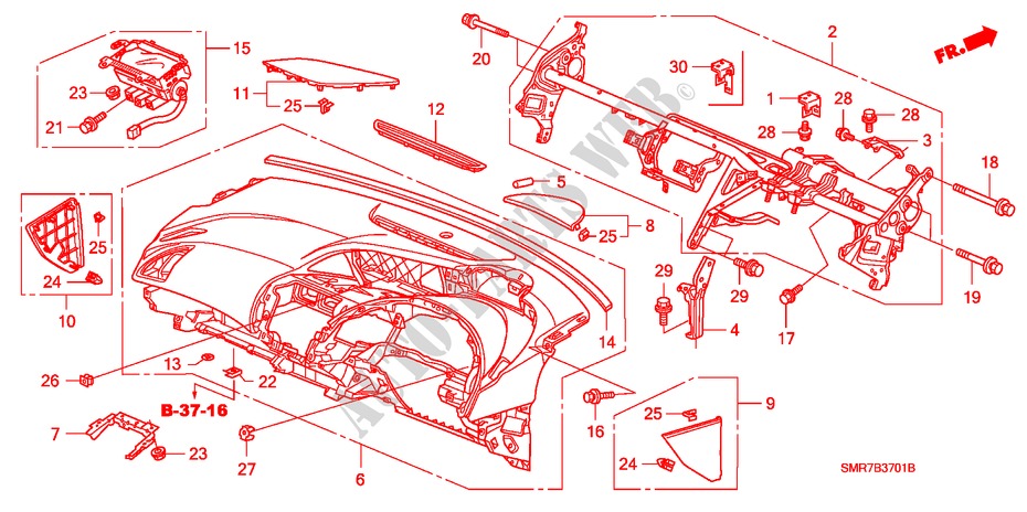 PANNEAU D'INSTRUMENT(RH) pour Honda CIVIC 1.8 TYPE S 3 Portes 6 vitesses manuelles 2008