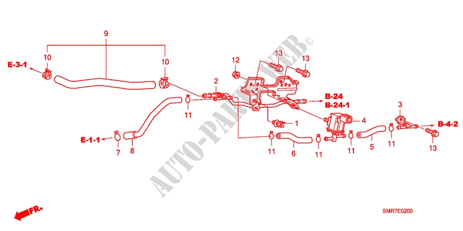 TUYAU D'INSTALLATION(2.0L) pour Honda CIVIC 2.0 TYPE R 3 Portes 6 vitesses manuelles 2007