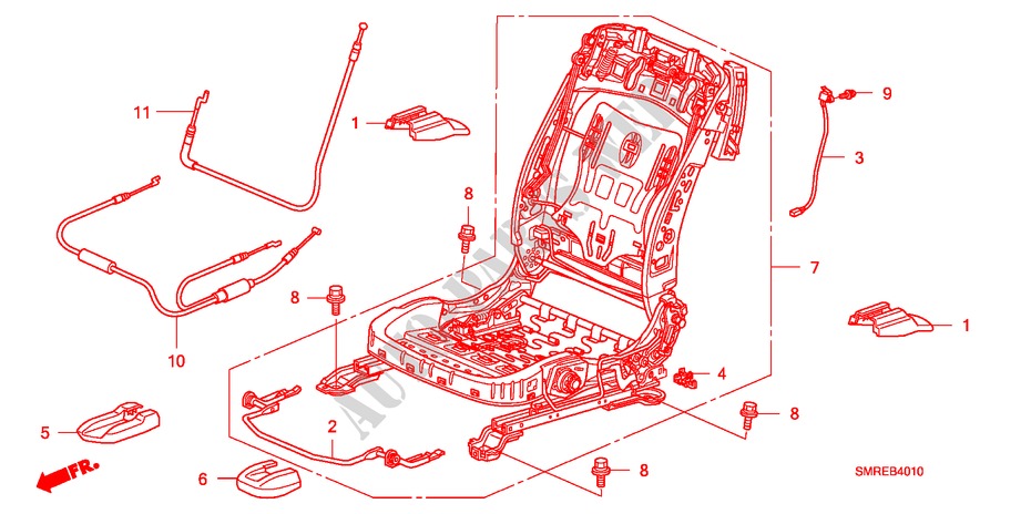 COMP. DE SIEGE AV.(G.)(1.4L)(1.8L)(DIESEL) pour Honda CIVIC 1.8 TYPE-S 3 Portes Transmission Intelligente manuelle 2011