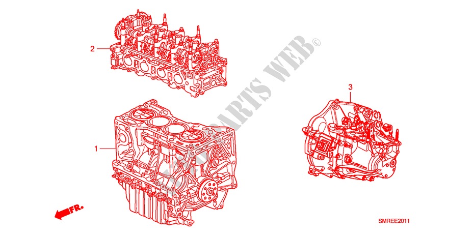 ENS. DE MOTEUR/ENS. BOITE DE VITESSES(2.0L) pour Honda CIVIC 2.0 TYPE-R 3 Portes 6 vitesses manuelles 2011