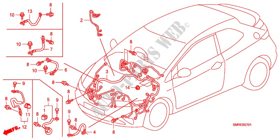 FAISCEAU DES FILS(RH)(1) pour Honda CIVIC 1.4 BASE 3 Portes Transmission Intelligente manuelle 2010