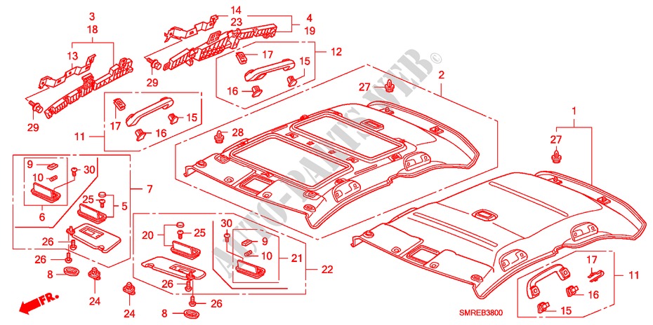 GARNITURE DE PLAFOND pour Honda CIVIC 2.0 TYPE-R 3 Portes 6 vitesses manuelles 2011