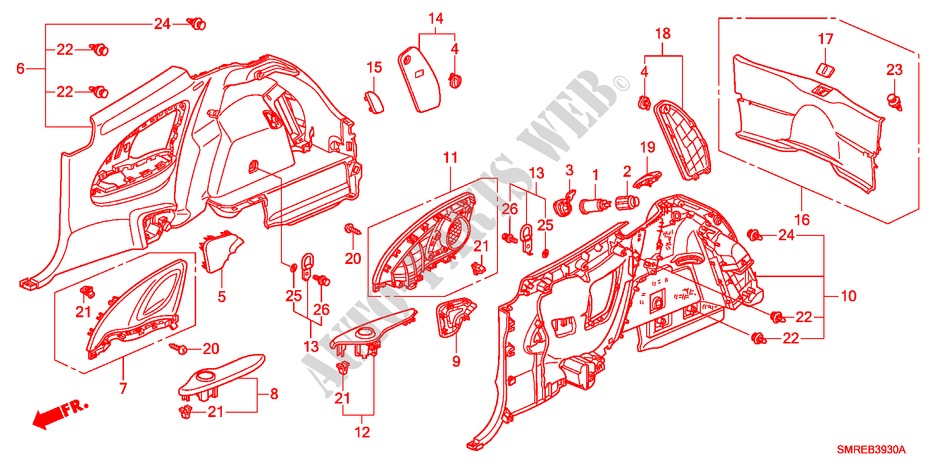 GARNITURE LATERALE pour Honda CIVIC 2.0 TYPE-R 3 Portes 6 vitesses manuelles 2011