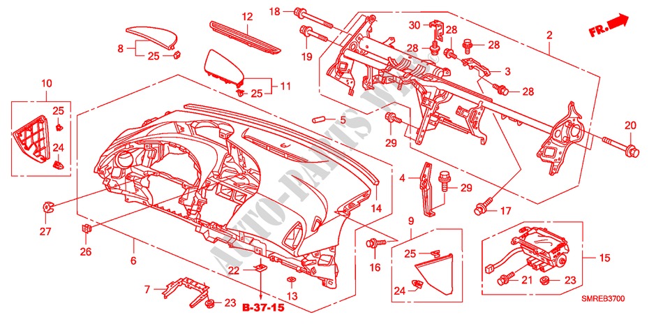 PANNEAU D'INSTRUMENT(LH) pour Honda CIVIC 2.0 TYPE-R    PLUS 3 Portes 6 vitesses manuelles 2010