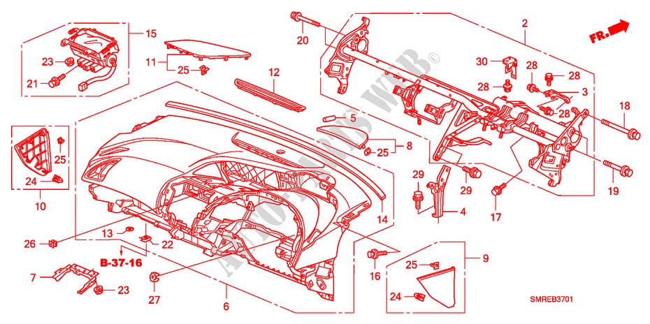 PANNEAU D'INSTRUMENT(RH) pour Honda CIVIC 2.0 TYPE-R    PLUS 3 Portes 6 vitesses manuelles 2010