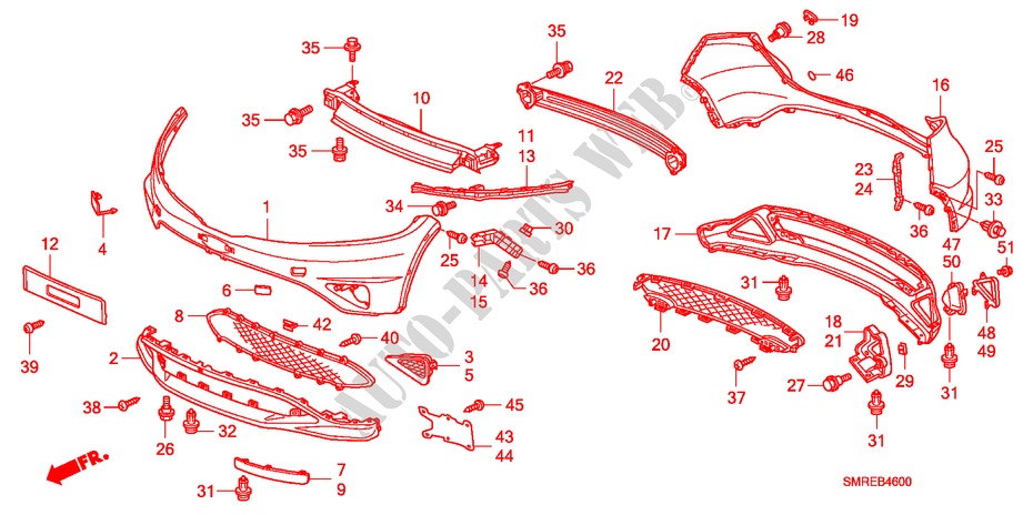 PARE CHOCS pour Honda CIVIC 2.2 BASE 3 Portes 6 vitesses manuelles 2010
