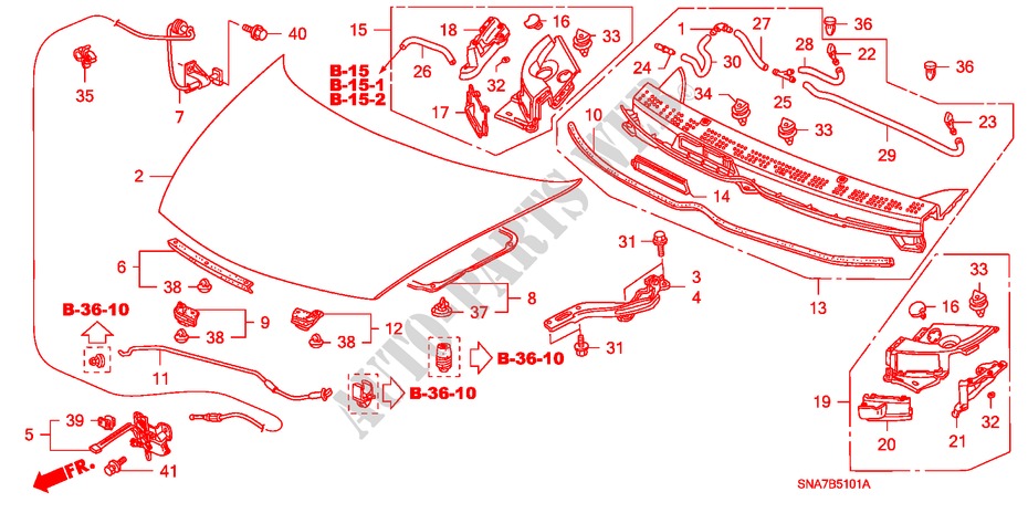 CAPOT MOTEUR(RH) pour Honda CIVIC 1.6 LXI 4 Portes 5 vitesses automatique 2007