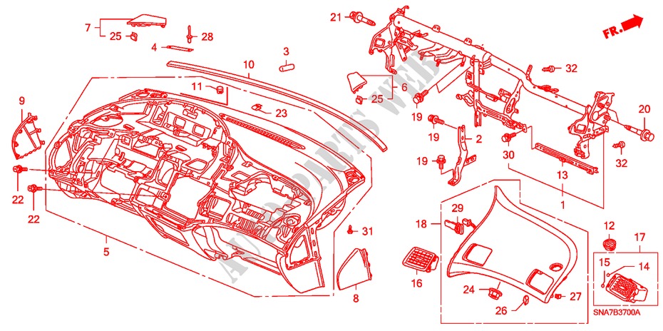PANNEAU D'INSTRUMENT(LH) pour Honda CIVIC 1.8 S 4 Portes 5 vitesses automatique 2006