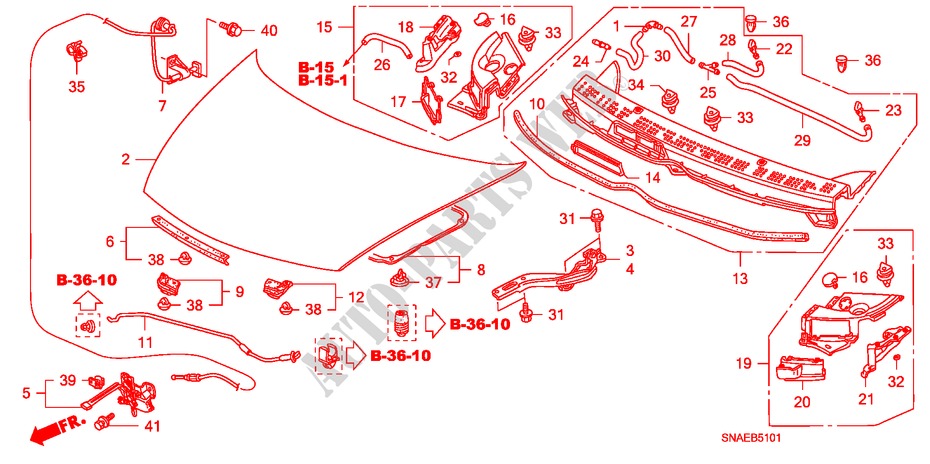 CAPOT MOTEUR(RH) pour Honda CIVIC 1.8 S 4 Portes 5 vitesses automatique 2009