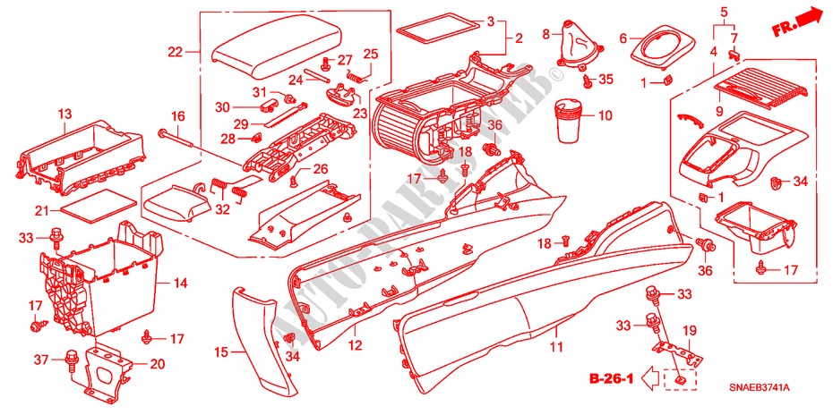 CONSOLE(RH) pour Honda CIVIC 1.8 SES 4 Portes 6 vitesses manuelles 2009