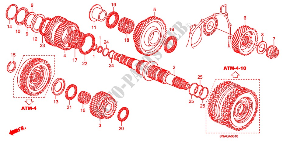 ARBRE SECONDAIRE pour Honda CIVIC 1.6 S 4 Portes 5 vitesses automatique 2011