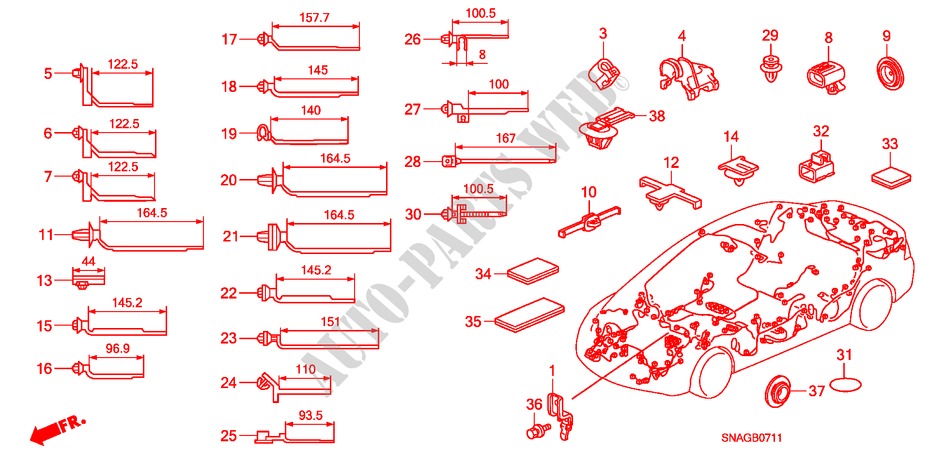 ATTACHE DE FAISCEAU/SUPPORT(RH) pour Honda CIVIC 1.6 SE 4 Portes 5 vitesses automatique 2010