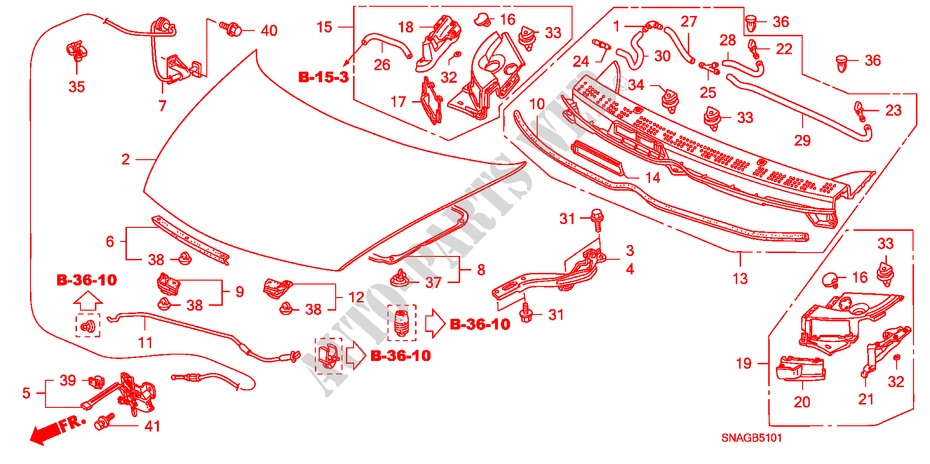 CAPOT MOTEUR(RH) pour Honda CIVIC 1.6 SE 4 Portes 5 vitesses automatique 2010
