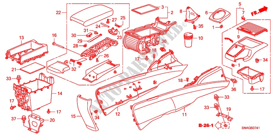 CONSOLE(RH) pour Honda CIVIC 1.8 VXI 4 Portes 5 vitesses automatique 2010
