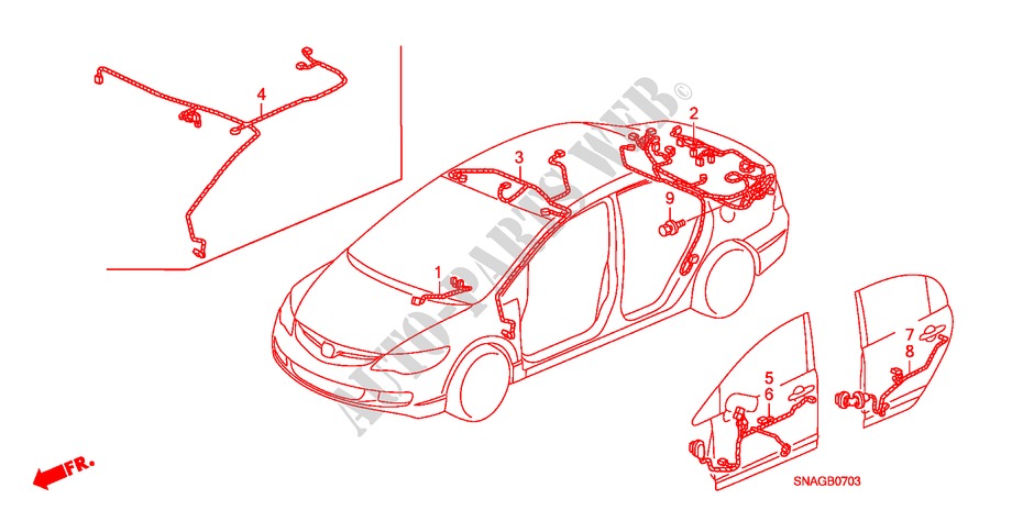 FAISCEAU DES FILS(LH)(4) pour Honda CIVIC 1.8 LSSP 4 Portes 5 vitesses automatique 2011