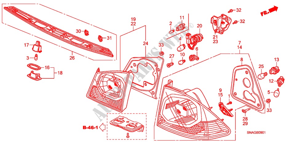 FEU ARRIERE/FEU D'IMMATRICULATION pour Honda CIVIC 1.6 SE 4 Portes 5 vitesses automatique 2010