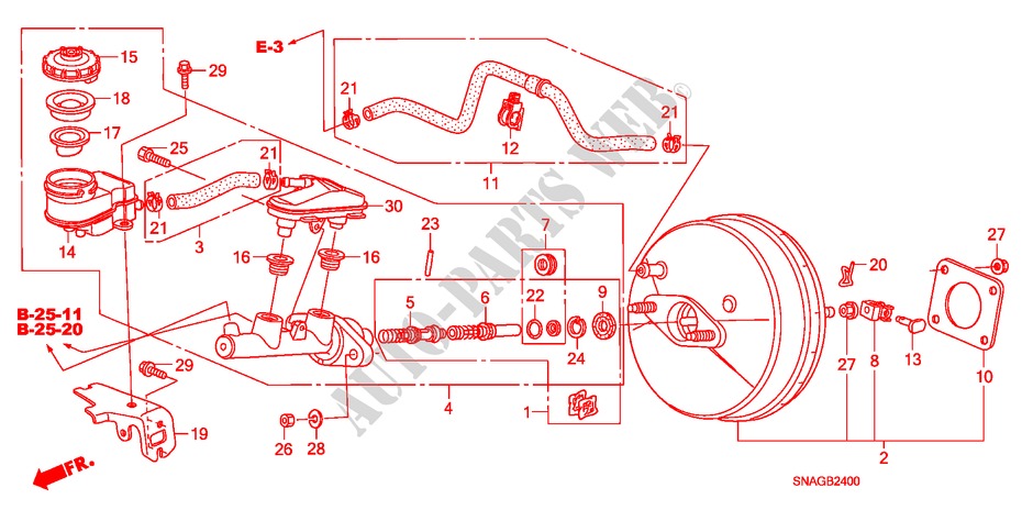 MAITRE CYLINDRE DE FREIN/ALIMENTATION PRINCIPALE(LH) pour Honda CIVIC 1.8 LSSP 4 Portes 6 vitesses manuelles 2010