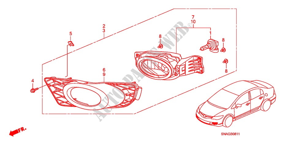 PHARE ANTIBROUILLARD pour Honda CIVIC 1.8 LSSP 4 Portes 5 vitesses automatique 2011
