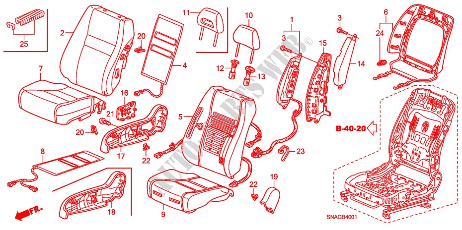 SIEGE AVANT(LH)(COTE DE PASSAGER) pour Honda CIVIC 1.6 S 4 Portes 5 vitesses automatique 2011