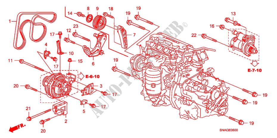 SUPPORT D'ALTERNATEUR/TENDEUR pour Honda CIVIC 1.6 SE 4 Portes 5 vitesses automatique 2010