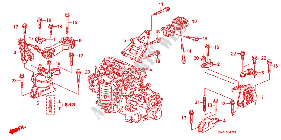 SUPPORTS DE MOTEUR(AT) pour Honda CIVIC 1.6 SE 4 Portes 5 vitesses automatique 2010