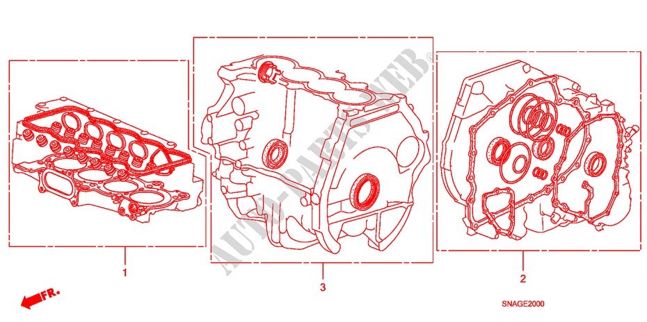 TROUSSE DE JOINT pour Honda CIVIC 1.6 S 4 Portes 5 vitesses automatique 2011