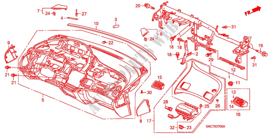 PANNEAU D'INSTRUMENT(LH) pour Honda CIVIC HYBRID MXB 4 Portes full automatique 2011