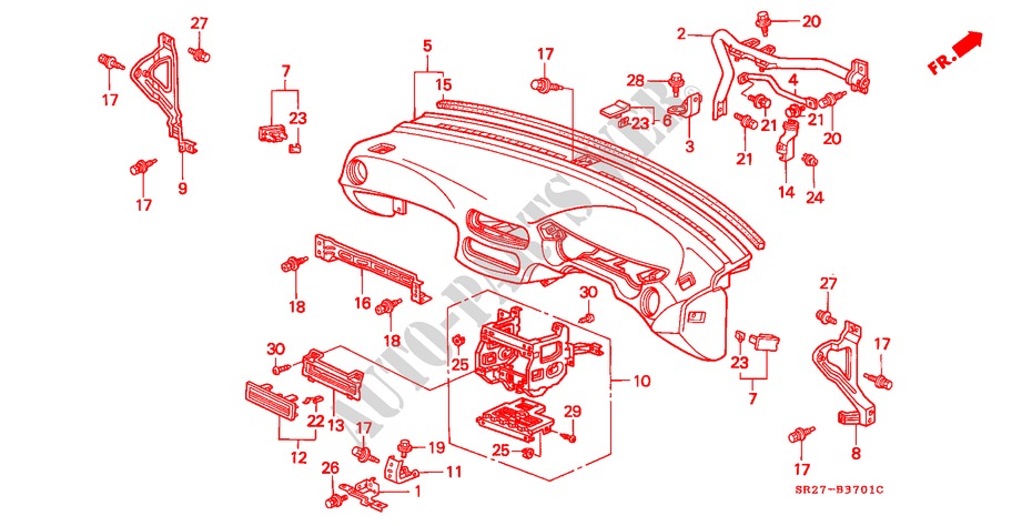 PANNEAU D'INSTRUMENT(RH) pour Honda CIVIC CRX ESI 2 Portes 4 vitesses automatique 1993