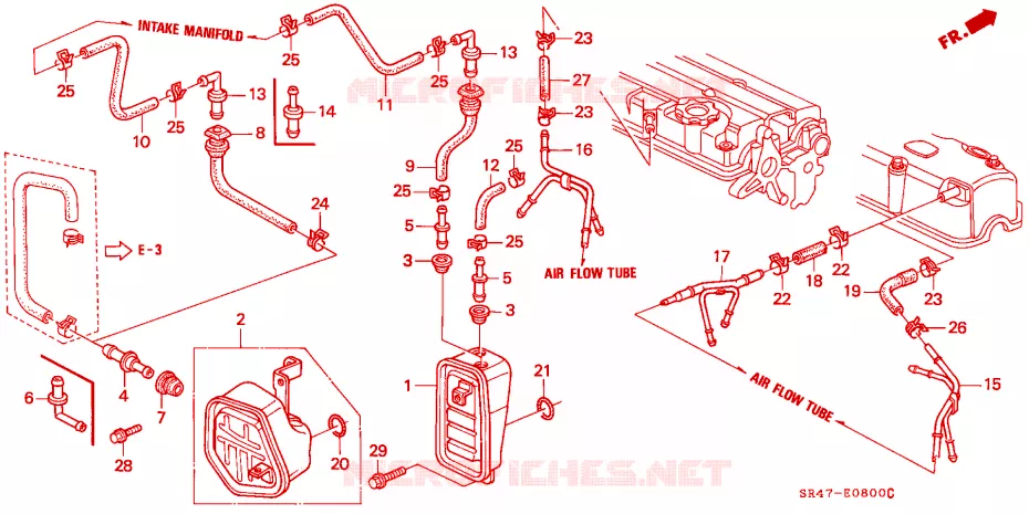 CHAMBRE DE RENIFLARD Honda  CIVIC 1994 RTSI 4 vitesses automatique 