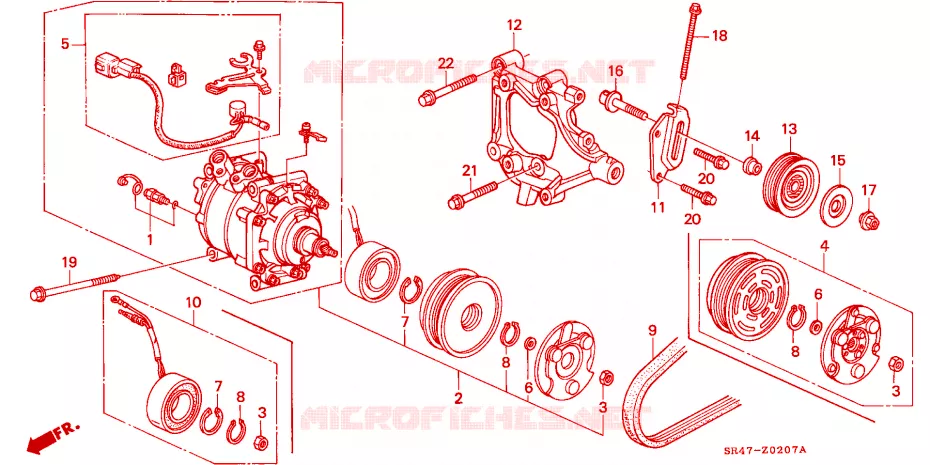 CLIMATISEUR(COMPRESSEUR) (HADSYS) Honda  CIVIC 1994 RTSI 4 vitesses automatique 