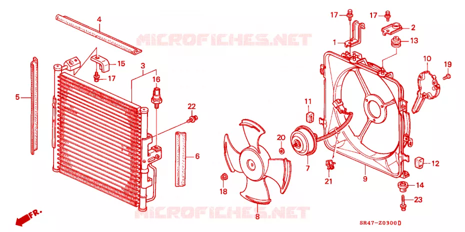 CLIMATISEUR (CONDENSATEUR) Honda  CIVIC 1994 RTSI 5 vitesses manuelles 