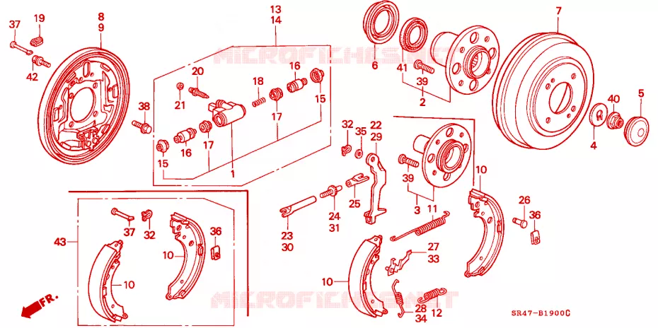 FREIN ARRIERE(TAMBOUR) Honda  CIVIC 1994 RTSI 4 vitesses automatique 