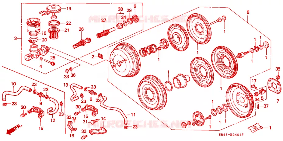 MAITRE-CYLINDRE DE FREIN/ ALIMENTATION PRINCIPALE(ABS) Honda  CIVIC 1994 RTSI 4 vitesses automatique 