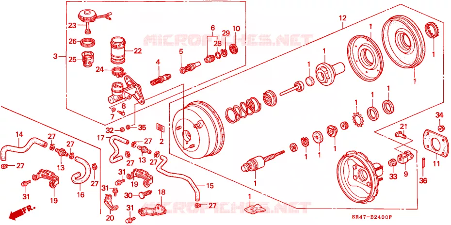 MAITRE-CYLINDRE DE FREIN/ ALIMENTATION PRINCIPALE Honda  CIVIC 1994 RTSI 5 vitesses manuelles 