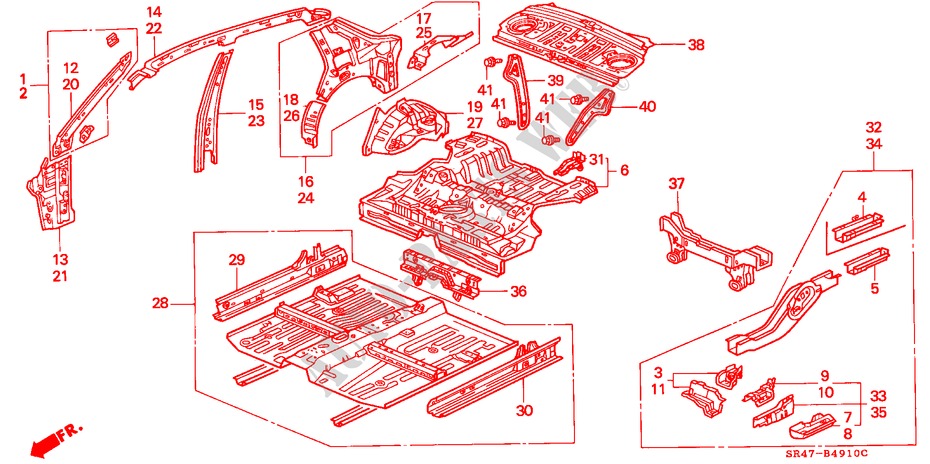 STRUCTURE DE CARROSSERIE(PANNEAU INTERIEUR) pour Honda CIVIC VTI 4 Portes 5 vitesses manuelles 1992
