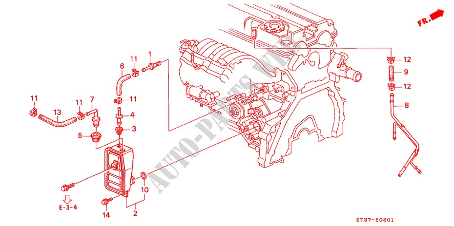 CHAMBRE DE RENIFLARD (DOHC VTEC) pour Honda CIVIC 1.8VTI 5 Portes 5 vitesses manuelles 1997