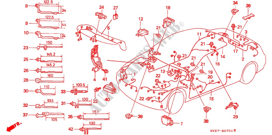 FAISCEAU DES FILS(RH) pour Honda ACCORD COUPE 2.2IES 2 Portes 4 vitesses automatique 1994
