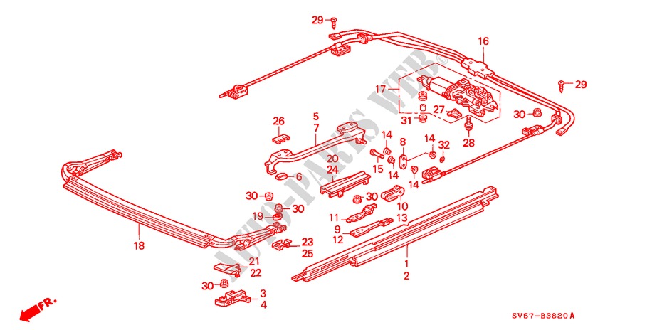 COULISSE DE TOIT pour Honda ACCORD AERODECK 2.2ILS 5 Portes 5 vitesses manuelles 1994