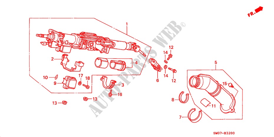 COLONNE DE DIRECTION pour Honda NSX NSX 2 Portes 6 vitesses manuelles 2000
