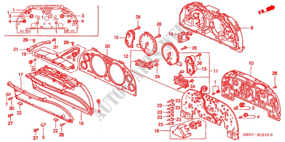 COMPTEUR COMBINE (COMPOSANTS) pour Honda NSX NSX-T 2 Portes 4 vitesses automatique 1997